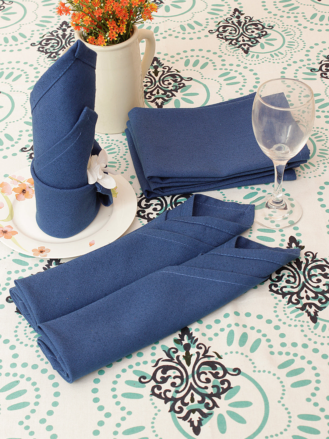 6 Seater Dinning Table Cover - Cotton Cover 60" x 90" with 6 pcs Napkins