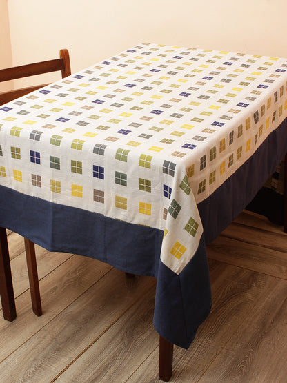 Premium Cotton Check Design 6 Seater Dinning Table Cover- 1 pc Table Cover with 6 pcs Napkins