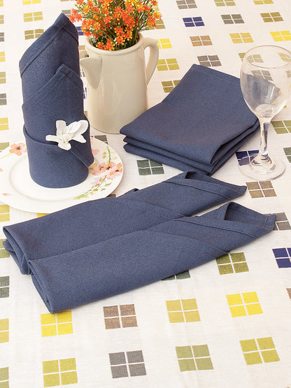 Premium Cotton Check Design 6 Seater Dinning Table Cover- 1 pc Table Cover with 6 pcs Napkins