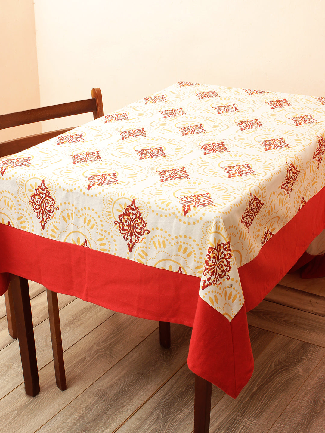 Premium Cotton Printed Design 6 Seater Dinning Table Cover with 6 pcs Napkins