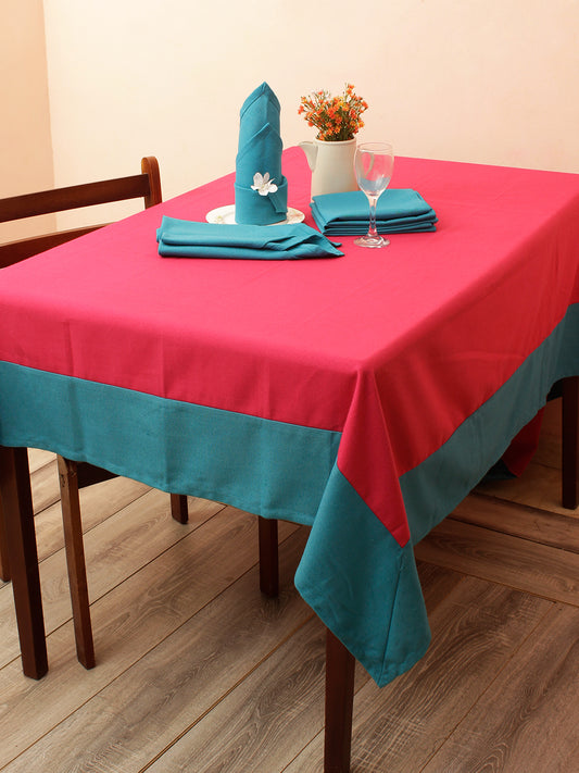 Premium Cotton Solid 6 Seater Dinning Table Cover with 6 Napkin