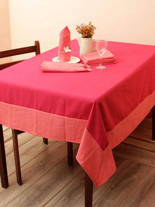 Premium Cotton Solid 6 Seater Dinning Table Cover with 6 Napkins