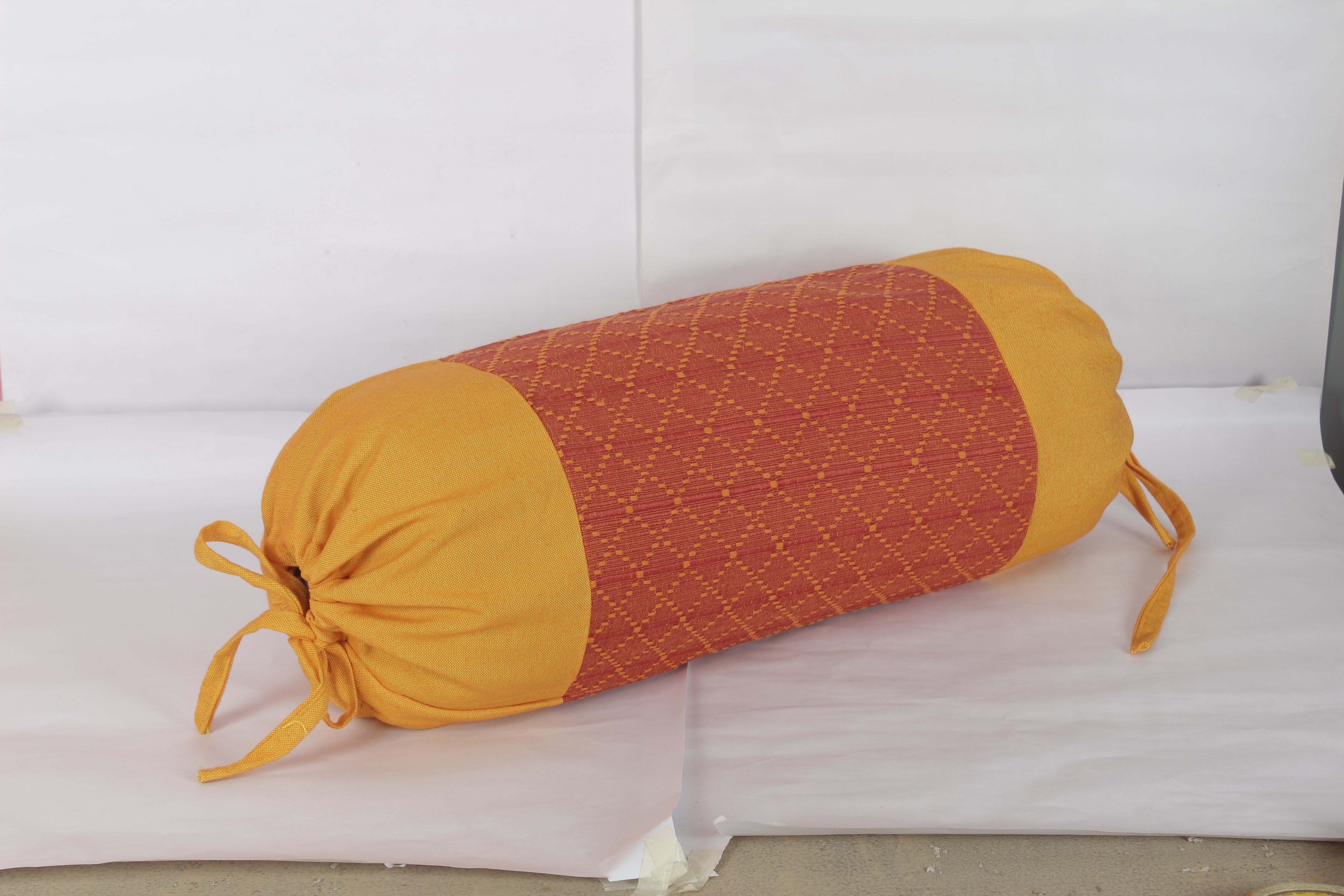 Mix n Match Cotton Dobby Design Rust Color Bolster Cover, pack of 2