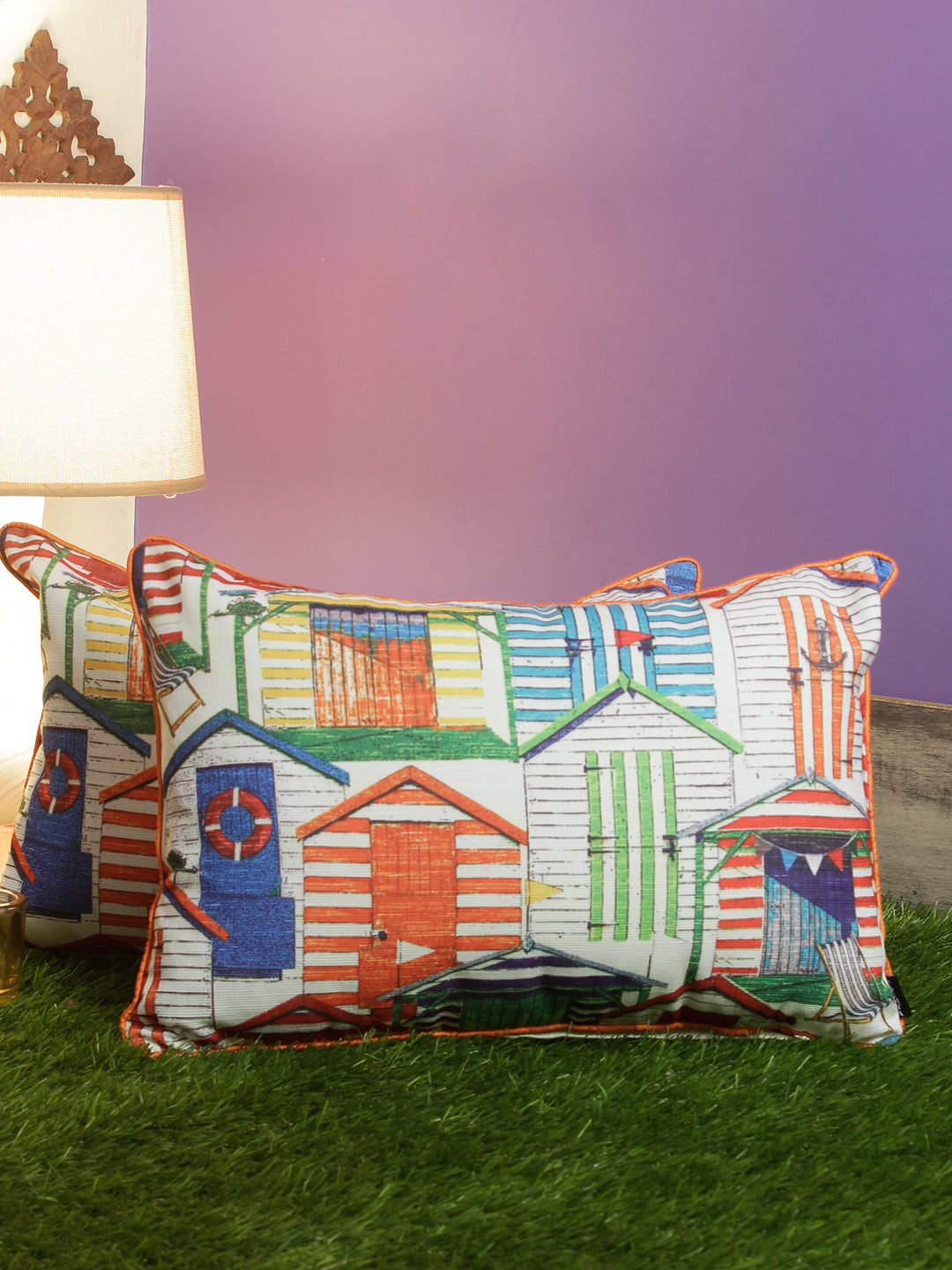 Set of 2 Decorative Sham/Baby/Rectangle Cushion Cover Digital Printed Premium Soft Polylinen Fabric Multi Color