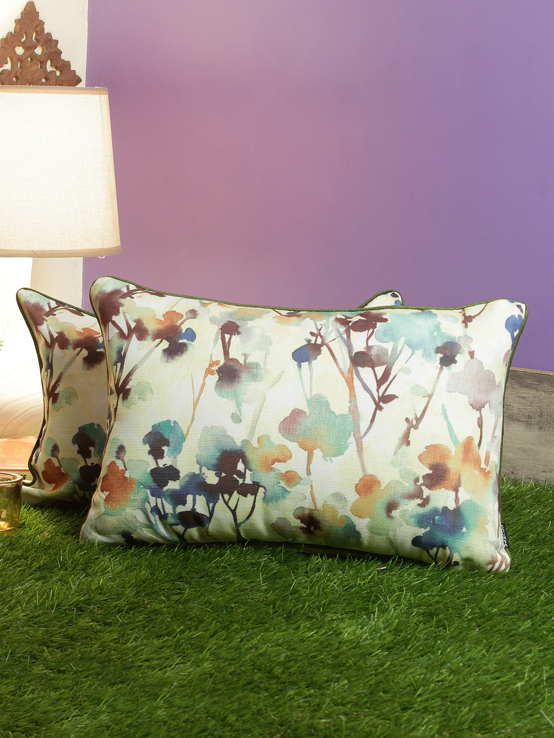Set of 2 Decorative Sham/Baby/Rectangle Cushion Cover Digital Printed Premium Soft Polylinen Fabric Multi Color