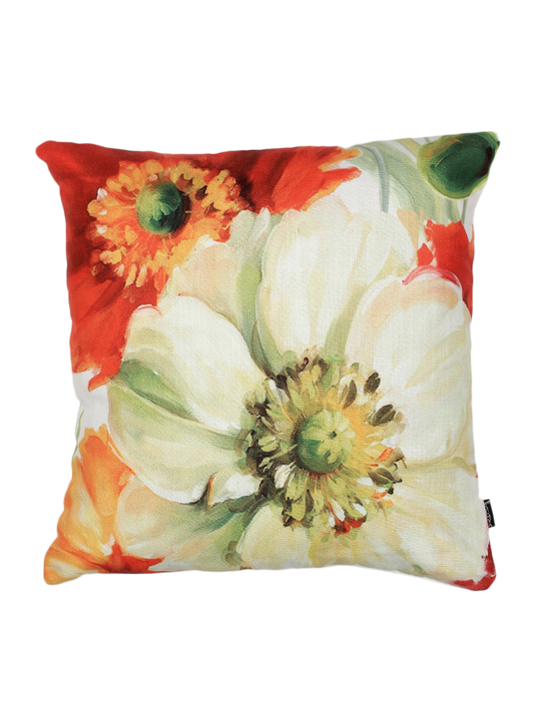 Digital Printed Premium Poly Linen Red Color Floral Cushion Cover, Pack of 5