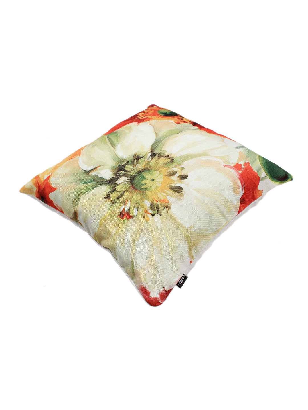 Digital Printed Premium Poly Linen Red Color Floral Cushion Cover, Pack of 5