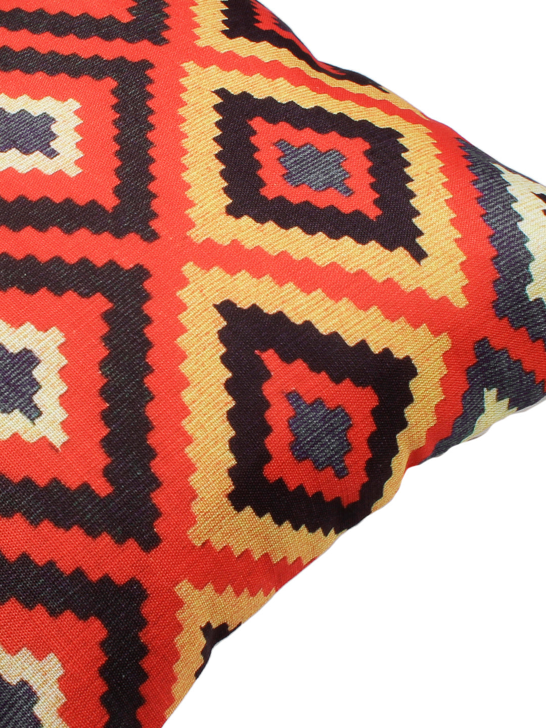 Digital Printed Premium Poly Linen Orange Color Geometric Cushion Cover, Pack of 5