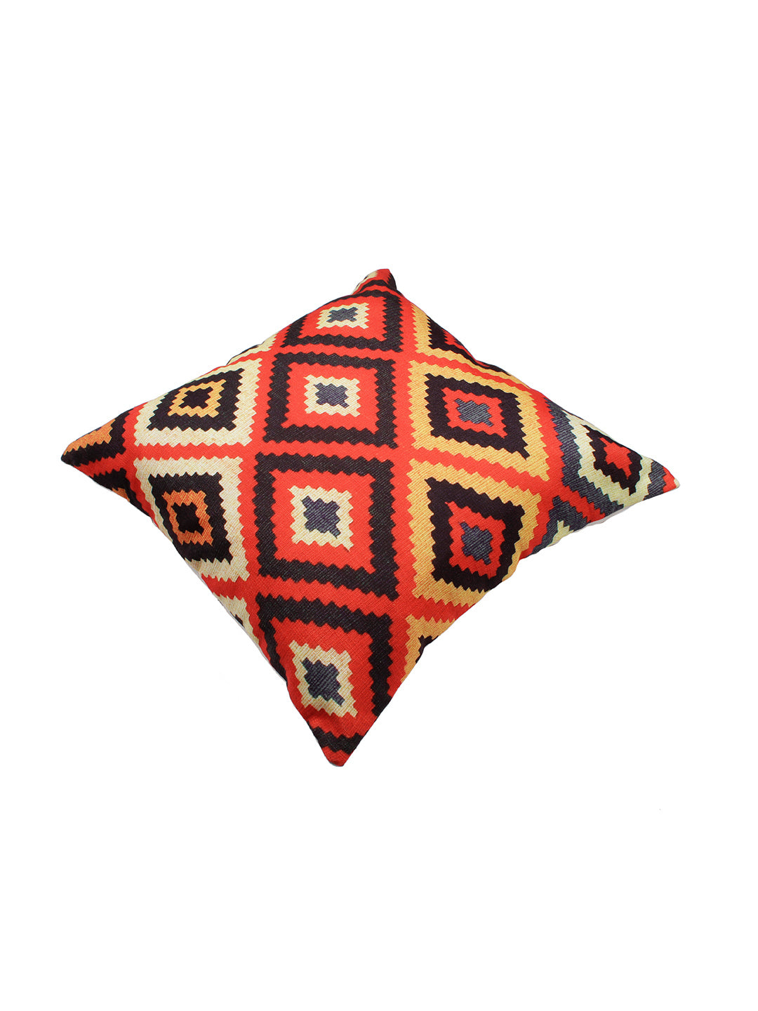 Digital Printed Premium Poly Linen Orange Color Geometric Cushion Cover, Pack of 5