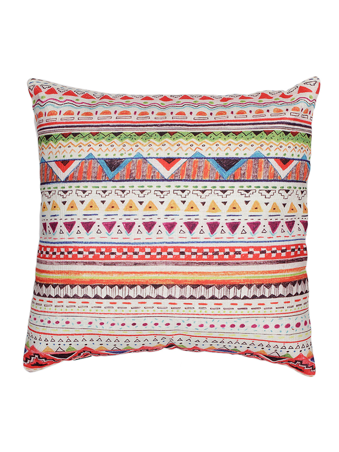 Digital Printed Premium Poly Linen Multi Color Geometric Cushion Cover, Pack of 5