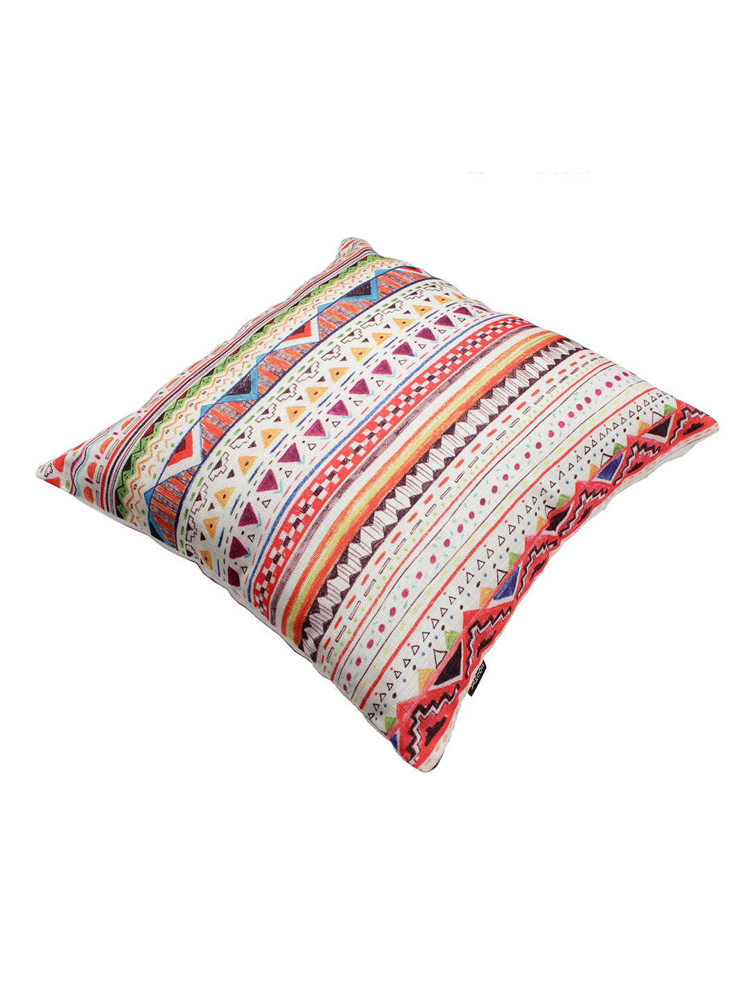 Digital Printed Premium Poly Linen Multi Color Geometric Cushion Cover, Pack of 5