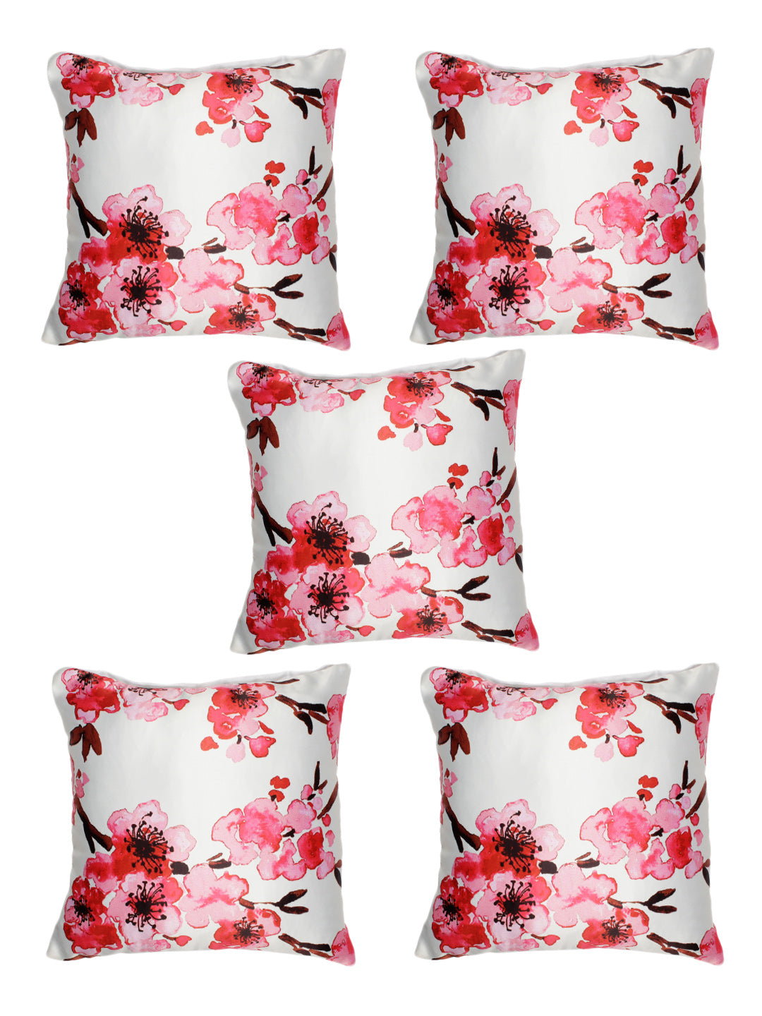 Digital Printed Premium Without Fabric Red Color Cushion Cover, Pack of 5