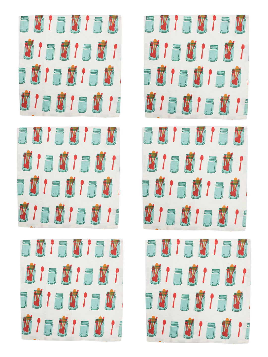 Table Napkins in Firozi color made with  Cotton Material , Kitchen Linen - 6 Pcs Set