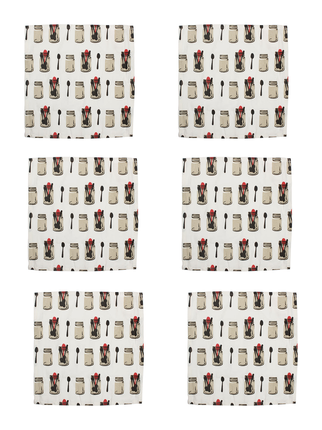 Pure Cotton Printed Beige Color Table Napkin, Pack of 6