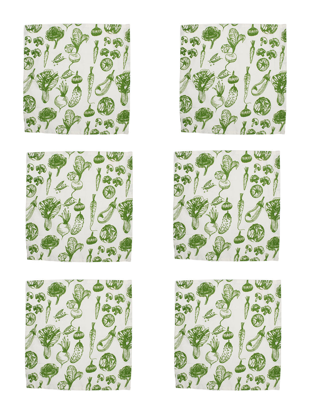 Pure Cotton Printed Green Color Table Napkin, Pack of 6