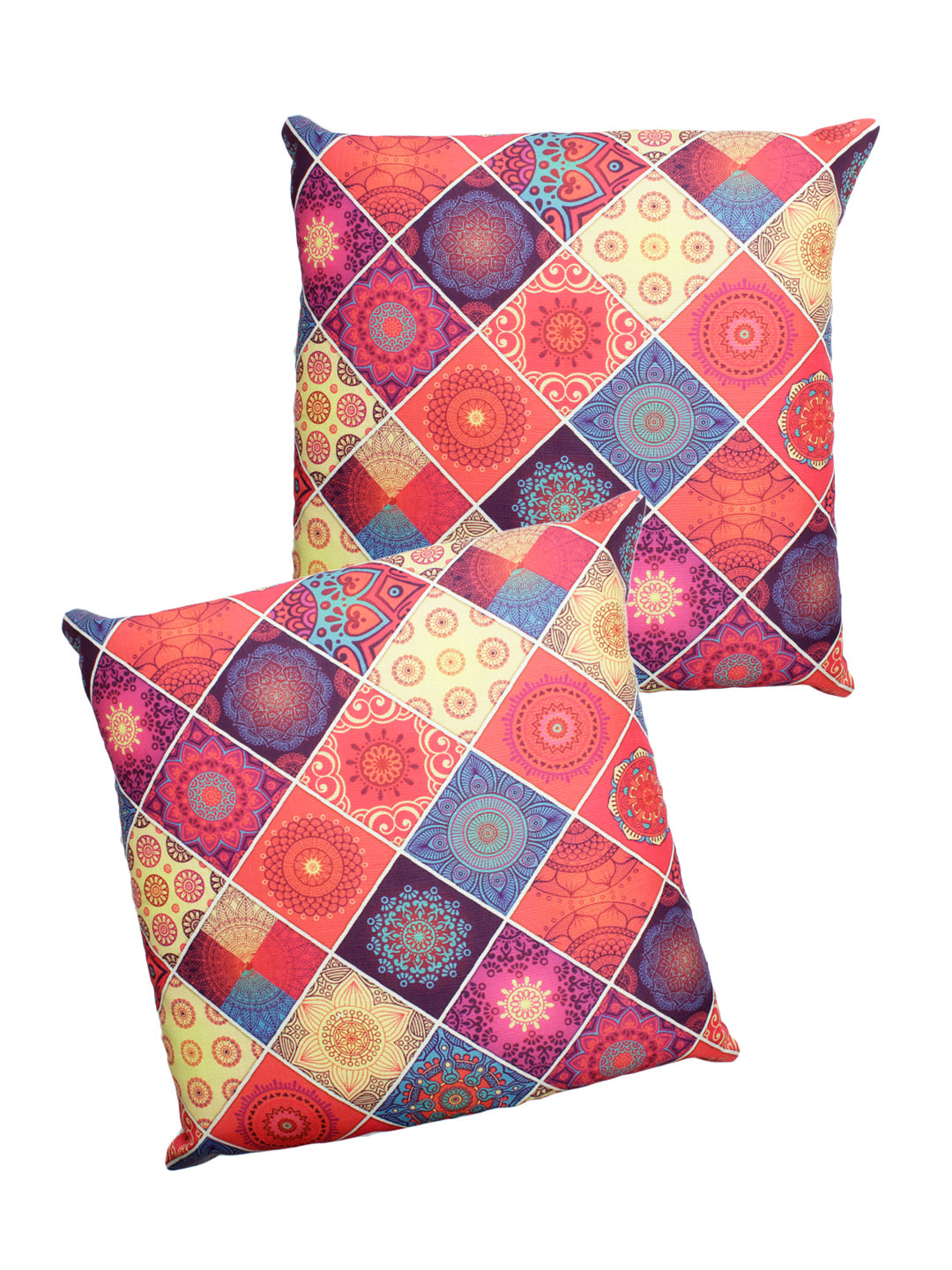 Set of 2 Digital Print Polylinen Fabric Multi Color Cushion Cover Set, 2 pc Cushion Cover