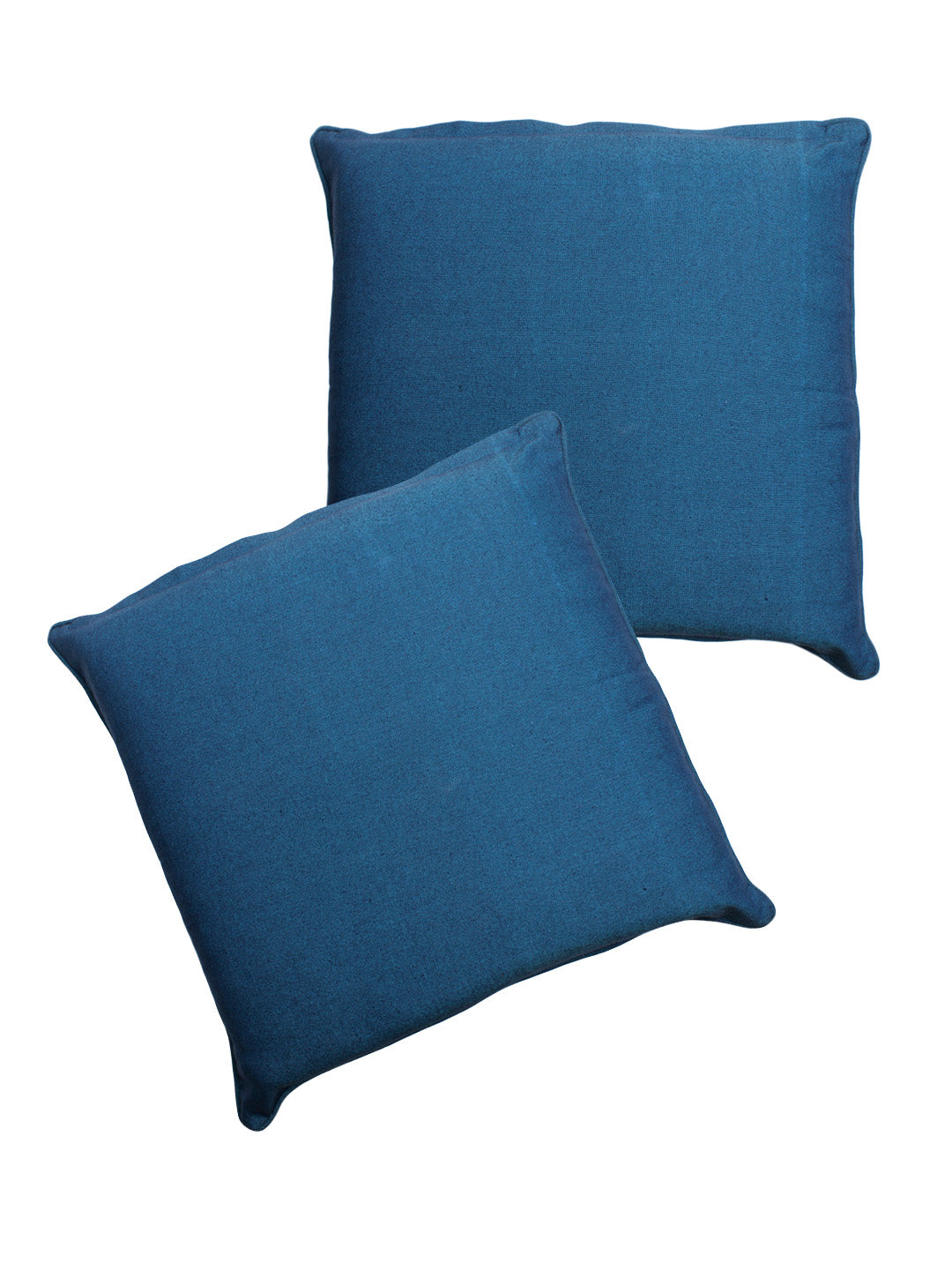 Set of 2 Cotton Solid Blue Color Cushion Cover Set, 2 pc Cushion Cove