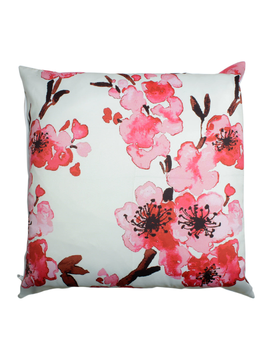 Set of 2 Digital Print Satin Finish Fabric Floral Pink Color Cushion Cover Set, 2 pc Cushion Cover