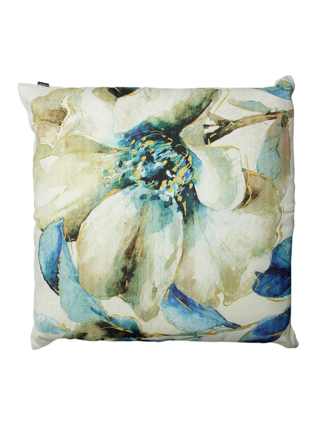 a Set of 2 Digital Print Premium Polylinen Fabric Floral Blue Color Cushion Cover Set, 2 pc Cushion Cover