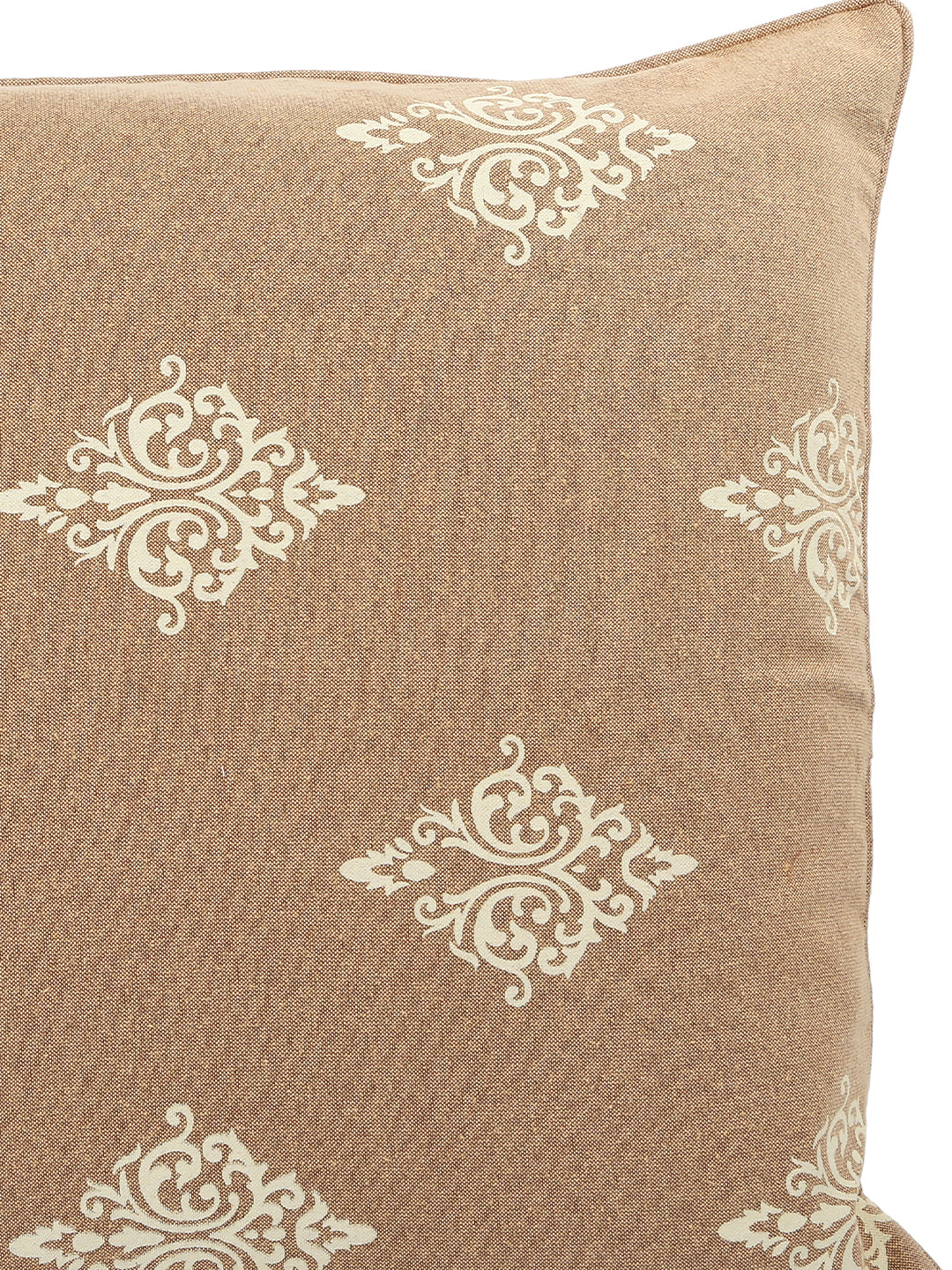 Set of 2 Premium Cotton Printed Beige Color Cushion Cover Set, 2 pc Cushion Cover