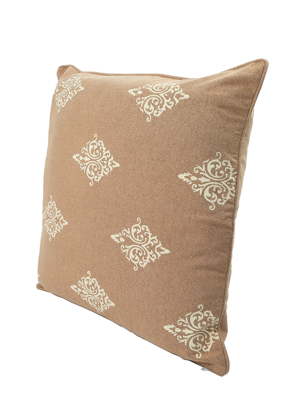 Set of 2 Premium Cotton Printed Beige Color Cushion Cover Set, 2 pc Cushion Cover