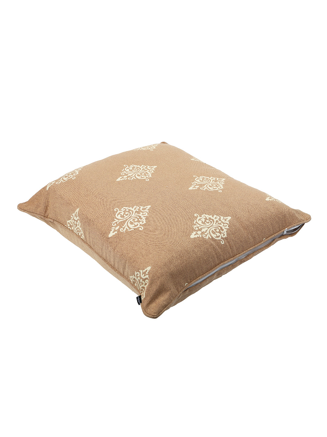 Set of 2 Premium Cotton Printed Beige Color Cushion Cover Set, 2 pc Cushion Cover