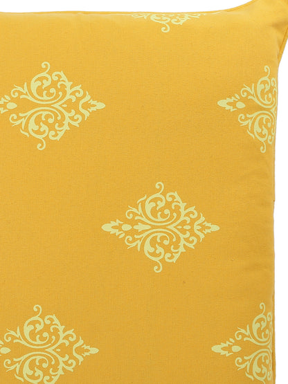 Set of 2 Premium Cotton Printed Yellow Color Cushion Cover Set, 2 pc Cushion Cover