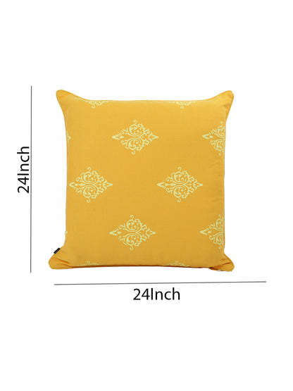 Set of 2 Premium Cotton Printed Yellow Color Cushion Cover Set, 2 pc Cushion Cover