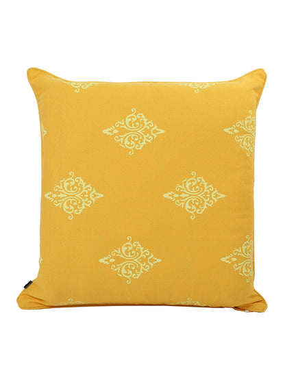 Set of 2 Premium Cotton Printed Yellow Color Cushion Cover Set, 2 pc Cushion Cover