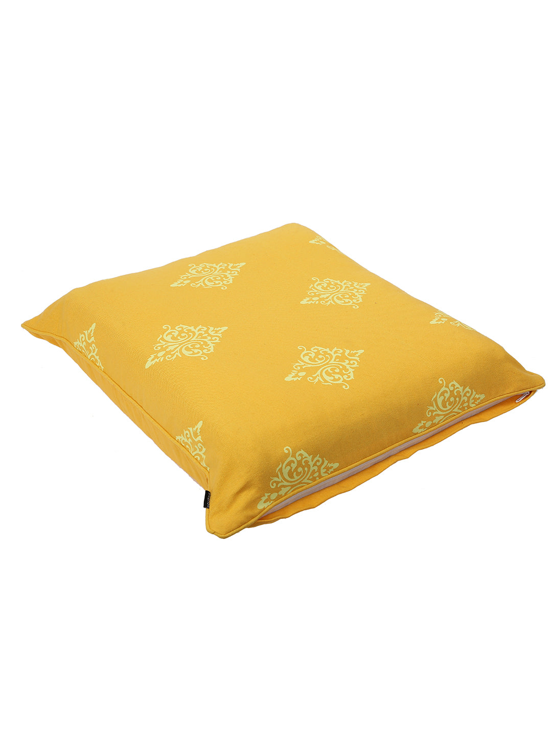 Set of 2 Premium Cotton Printed Yellow Color Cushion Cover Set, 2 pc Cushion Cover