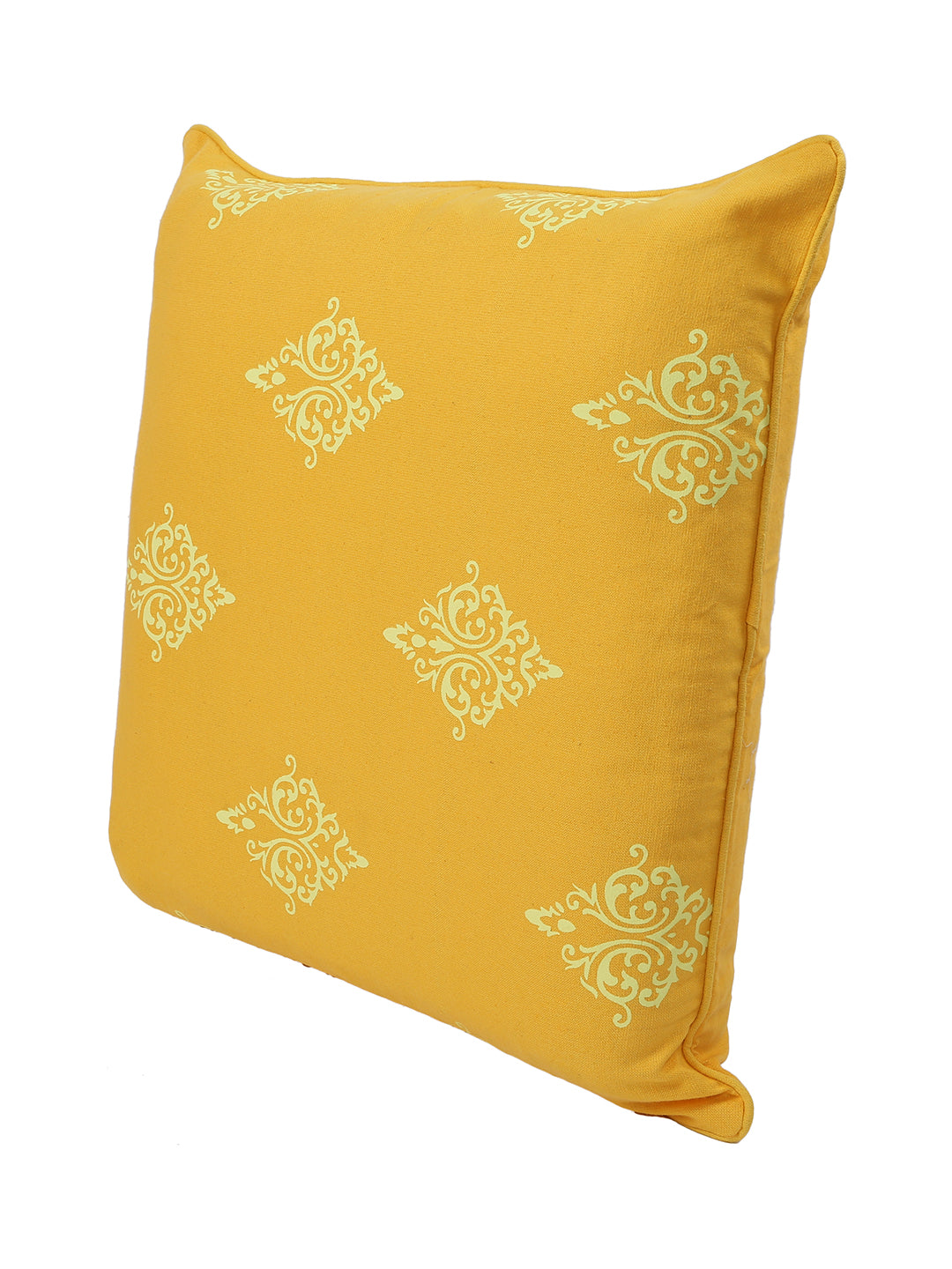 Set of 2 Premium Cotton Printed Yellow Color Cushion Cover Set, 2 pc Cushion Cover