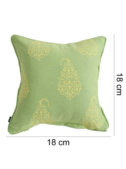 Set of 2 Premium Cotton Paisley Green Color Cushion Cover, 2 pc Cushion Cover