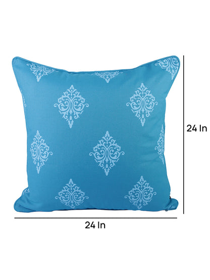 Soumya Turquoise 2 Pieces Blue & White Ethnic Motifs Pure Cotton Square Cushion Covers