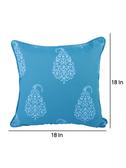 Soumya 2 Pieces Turquoise Blue Ethnic Motifs Pure Cotton Square Cushion Covers