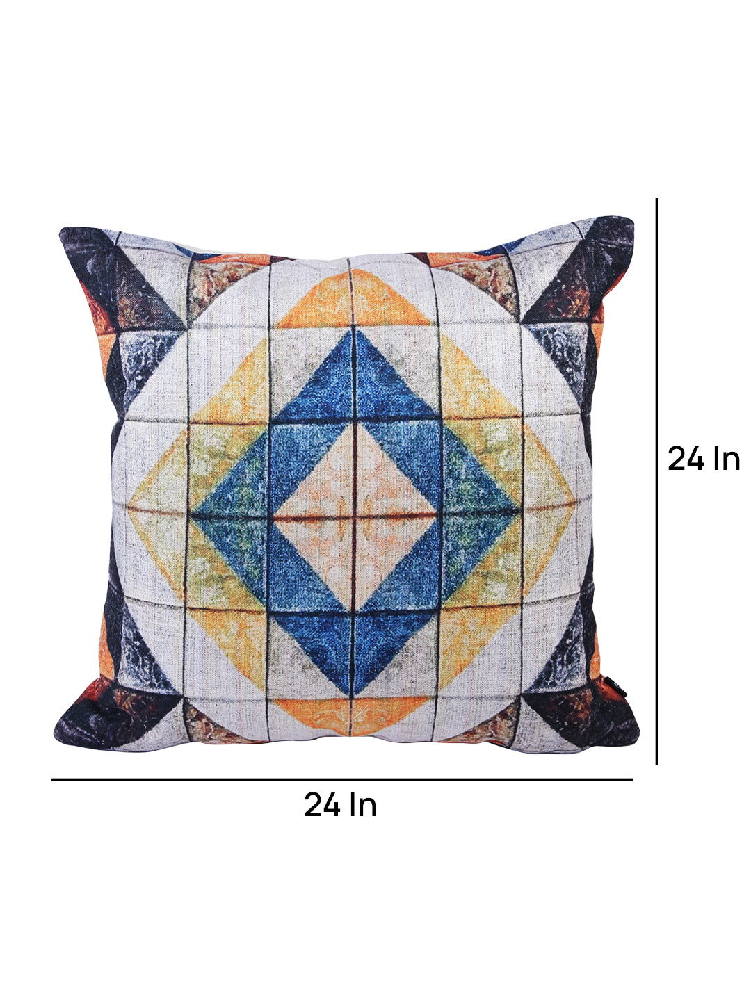 Soumya Blue & Yellow 2 Pieces Geometric Square Cushion Covers