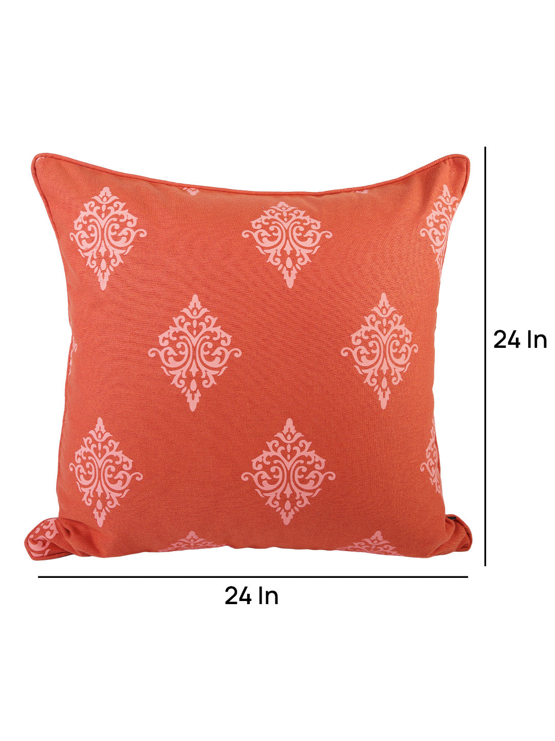 Soumya Orange & White Set of 2 Ethnic Motifs Square Cushion Covers