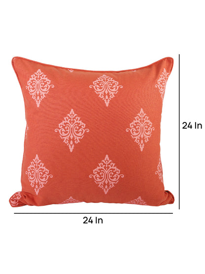 Soumya Orange & White Set of 2 Ethnic Motifs Square Cushion Covers