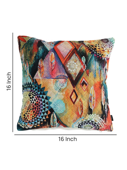 Soumya Navy Blue & Yellow 2 Pieces Abstract Square Cushion Covers