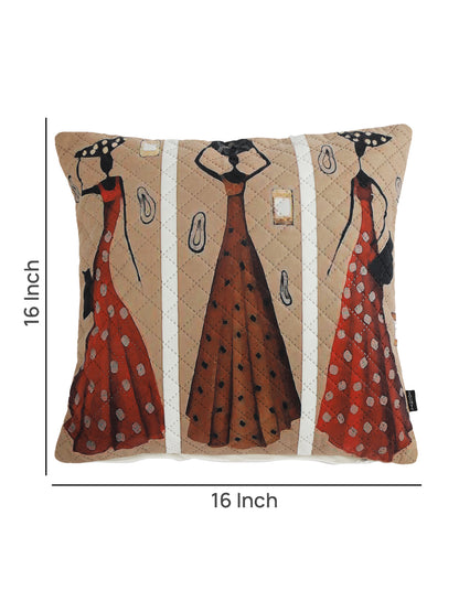 Stylish Brown & Beige Color Printed Square Cushion Covers - 2 Pcs