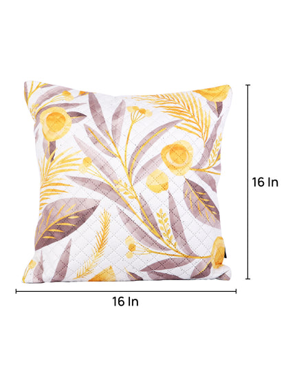 Soumya Yellow & White 2 Pcs Floral Square Cushion Covers