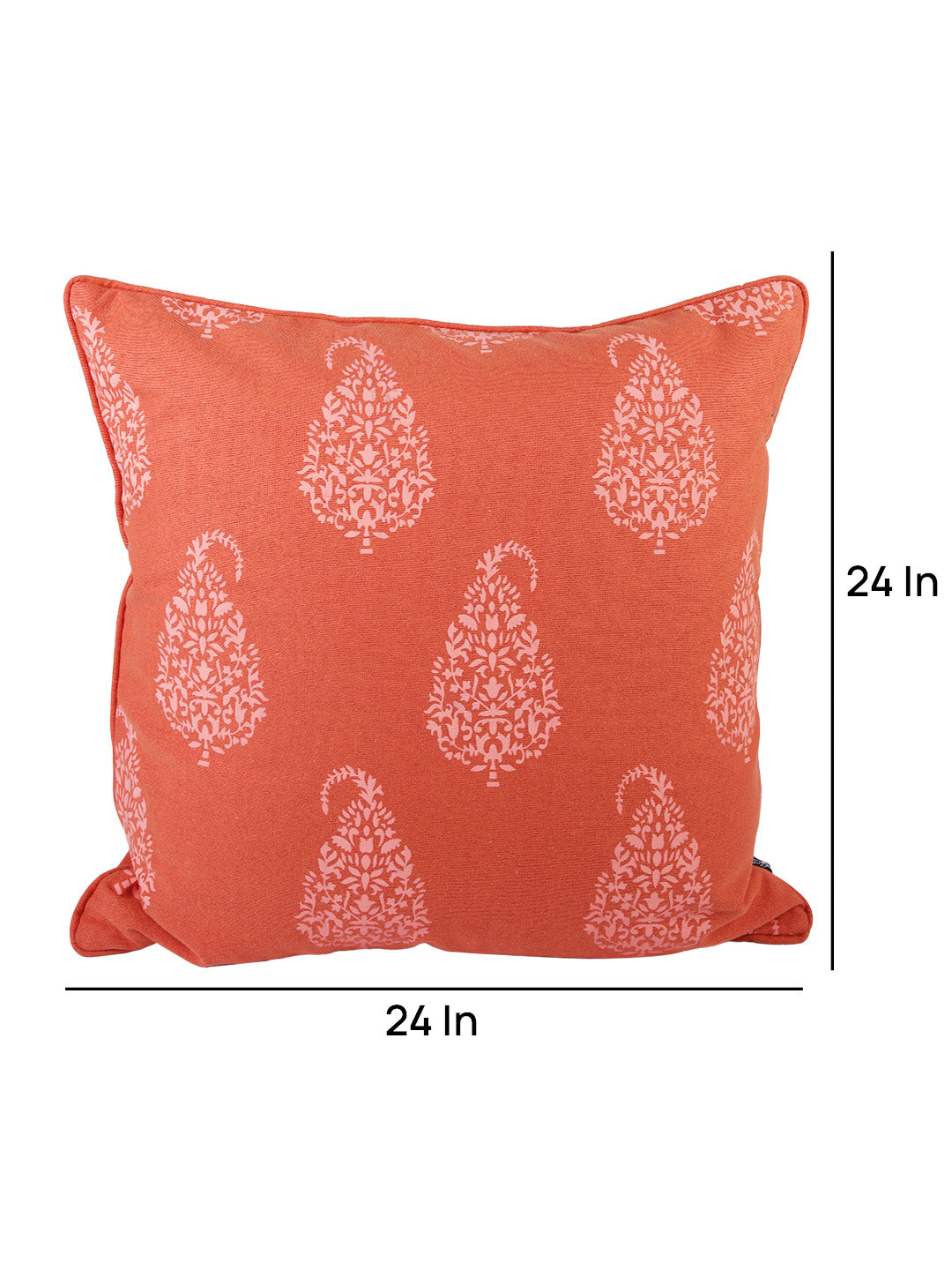 Soumya 2 Pieces Rust Orange & White Ethnic Motifs Pure Cotton Square Cushion Covers