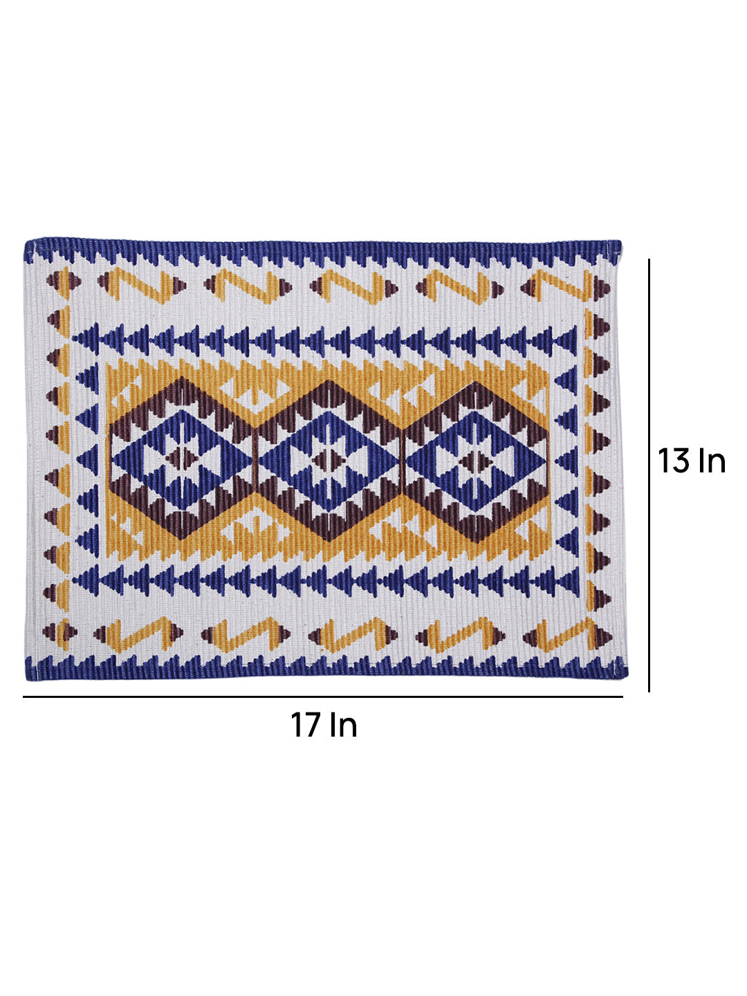 Table Placemats in Yellow/Blue color made with  Cotton Material , Kitchen Linen - 6 Pcs Set