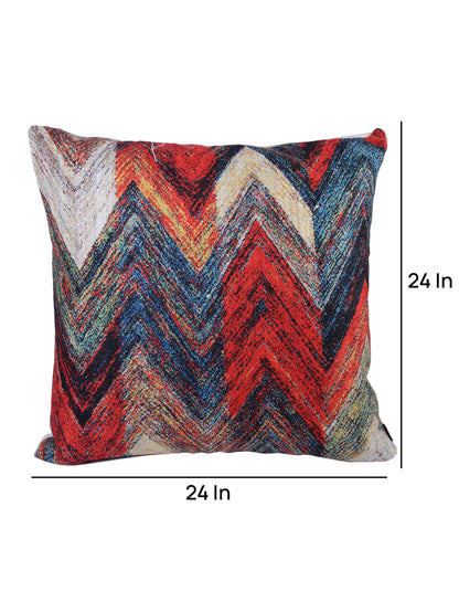 Soumya 2 Pieces Blue & Red Geometric Square Cushion Covers