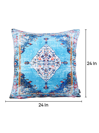 Soumya Turquoise Blue & White 2 Pcs Ethnic Motifs Square Cushion Covers