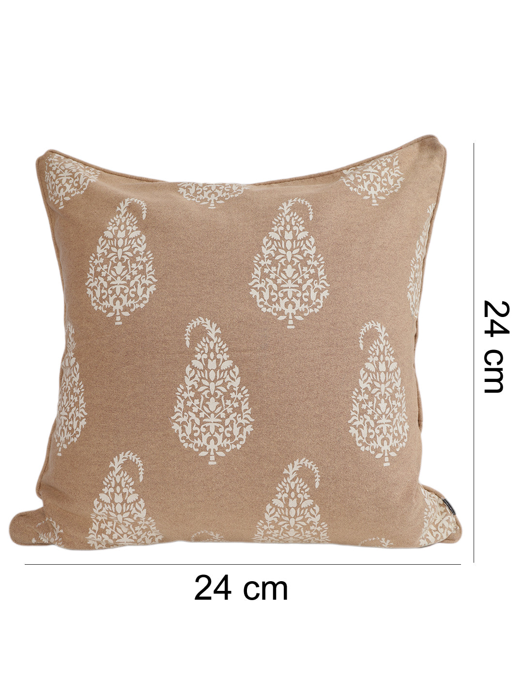 Set of 2 Premium Cotton Paisley Beige Color Cushion Cover Set