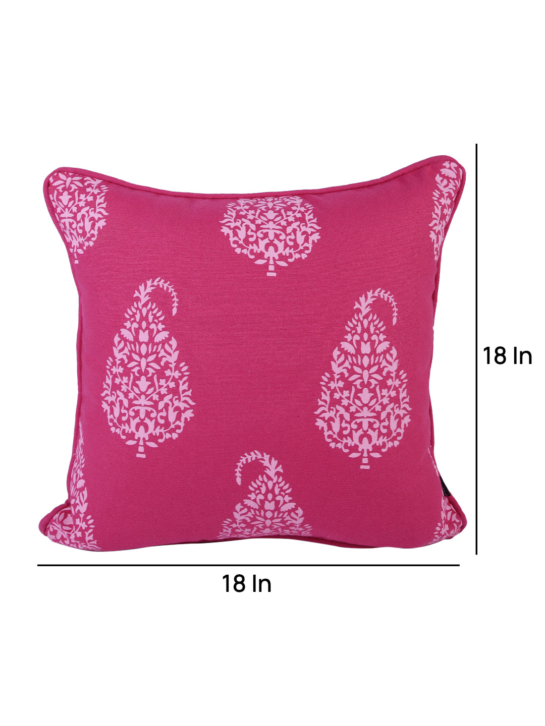 Soumya Pink & White 2 Pieces Ethnic Motifs Square Pure Cotton Cushion Covers