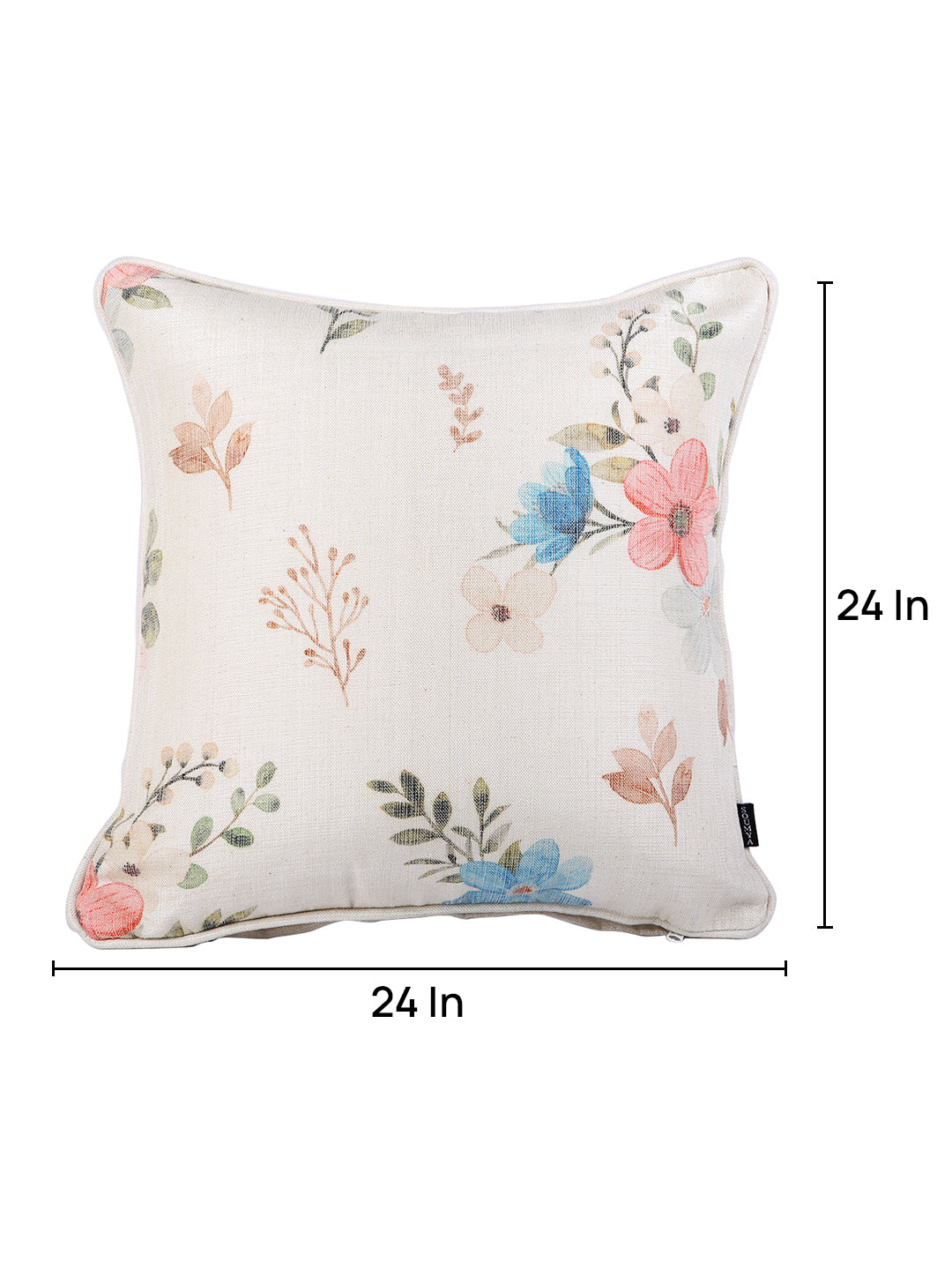 Soumya White & Blue 2 Pieces Floral Textured Cotton Square Cushion Covers