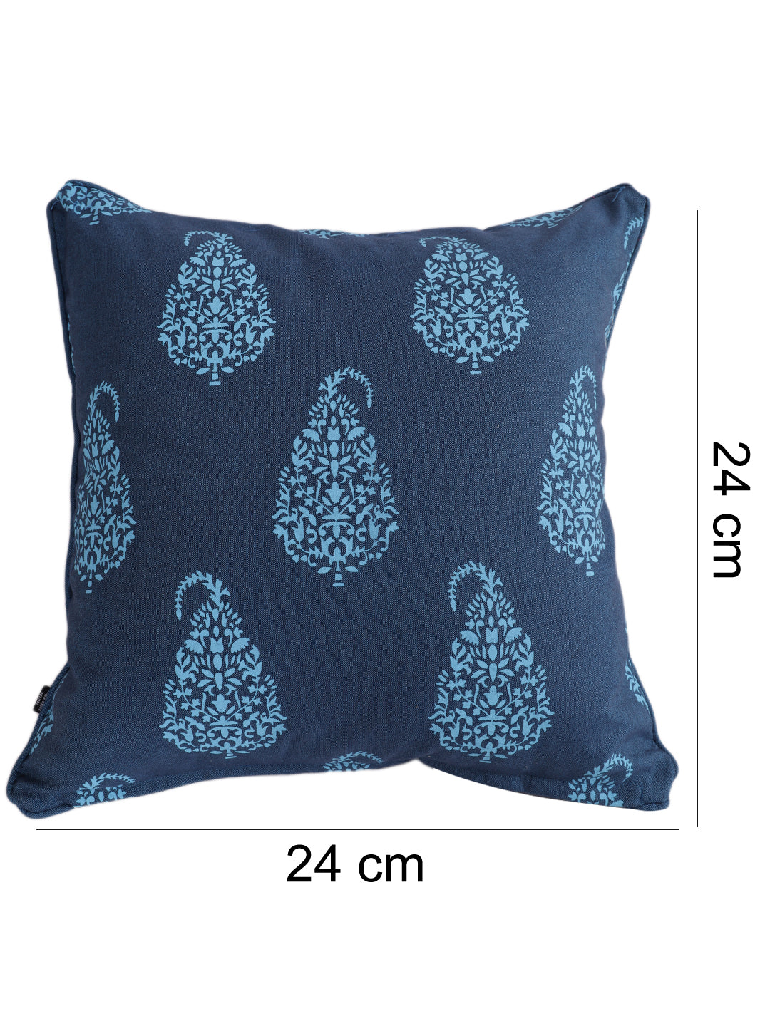 Set of 2 Premium Cotton Paisley Blue Color Cushion Cover Set, 2 pc Cushion Cover