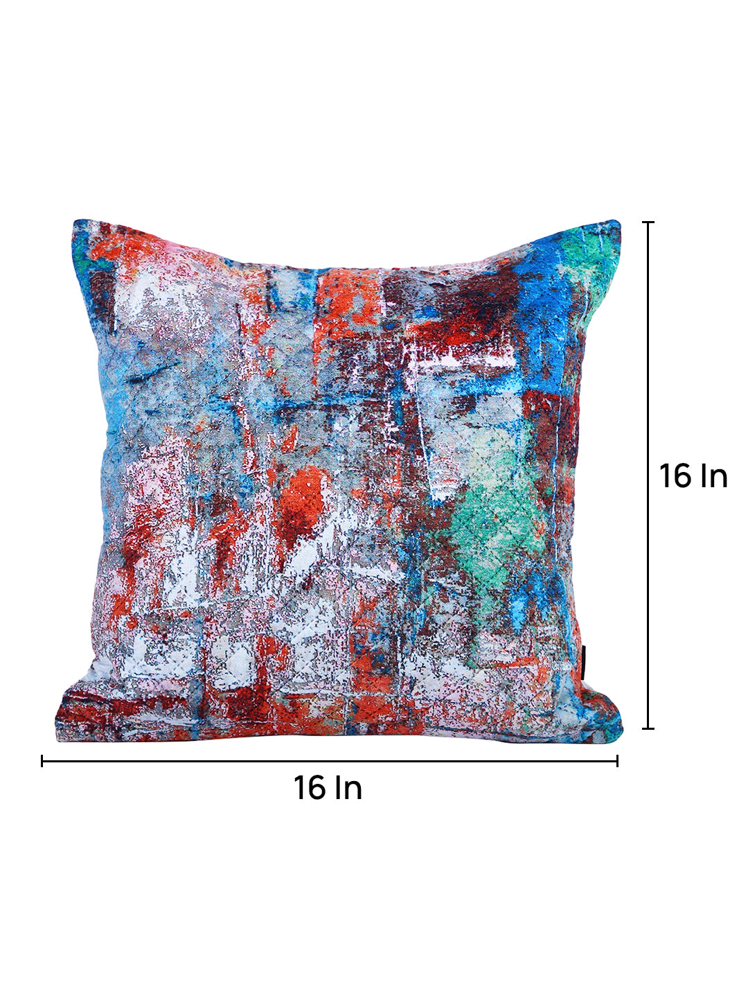 Soumya Blue & Red 2 Pieces Abstract Printed Square Cushion Covers