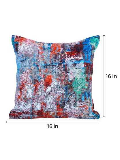 Soumya Blue & Red 2 Pieces Abstract Printed Square Cushion Covers